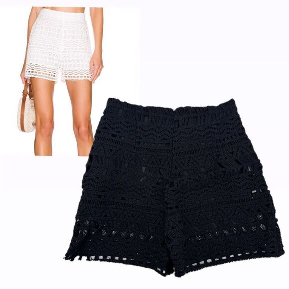 Revolve Rumer Ines Crochet Lace High Waist Shorts Black Small‎ NWT - Picture 1 of 11